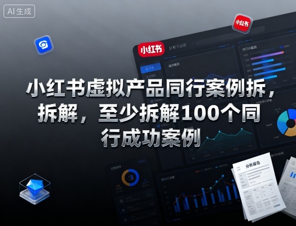 小红书虚拟产品同行案例拆解，至少拆解100个同行成功案例-21资源库