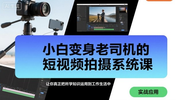 小白变身老司机的短视频拍摄系统课，让你真正把所学知识运用到工作生活中-21资源库