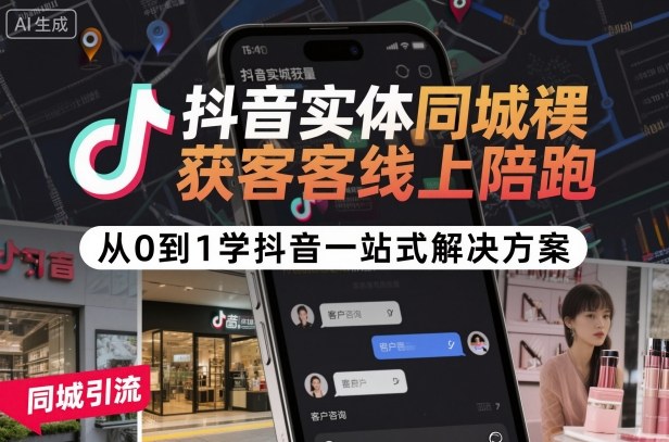 抖音实体同城获客线上陪跑，从0到1学抖音一站式解决方案-21资源库