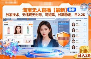 淘宝无人直播【最新】，独家技术，无违规无封号，可矩阵，长期稳定，日入2K【揭秘】-21资源库