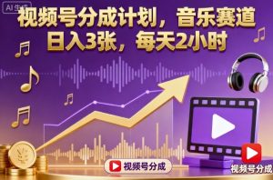 视频号分成计划，音乐赛道，日入3张，每天2小时-21资源库