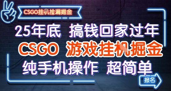 25年底搞钱回家过年，CSGO游戏挂G掘金，纯手机操作超简单【揭秘】-21资源库