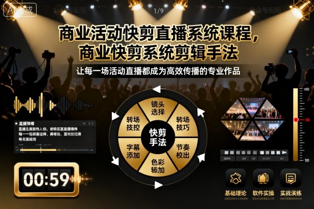 商业活动快剪直播系统课程，商业快剪系统剪辑手法-21资源库