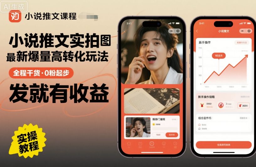 小说推文实拍双图文最新爆量高转化玩法，全程干货，0粉起步，发就有收益-21资源库
