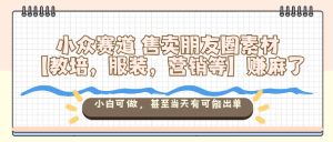 小众赛道售卖朋友圈素材【教培，服装，营销等】賺麻了，小白可做，甚至当天有可能出单-21资源库