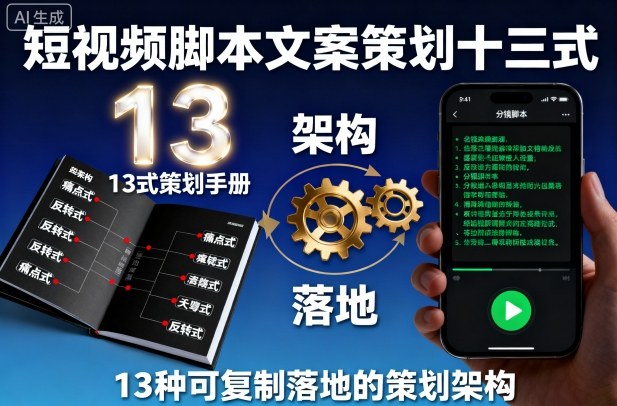 短视频脚本文案策划十三式，13种可复制落地的策划架构-21资源库