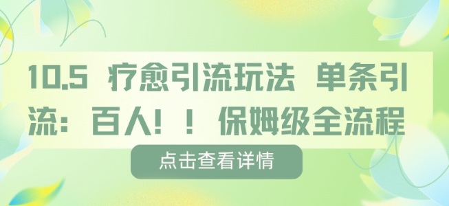 疗愈引流玩法，单条引流百人，保姆级全流程-21资源库