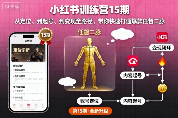 小红书训练营15期，从定位、到起号、到变现全路径，带你快速打通爆款任督二脉-21资源库
