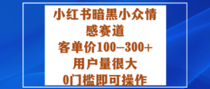 小红书暗黑小众情感赛道，客单价100-300+用户量很大，0门槛即可操作-21资源库