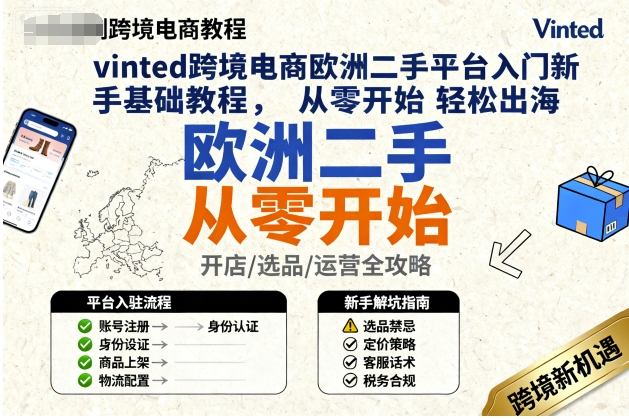 vinted跨境电商欧洲二手平台入门新手基础教程，从零开始轻松出海-21资源库