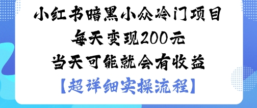 小红书暗黑小众冷门项目每天变现2张当天可能就会有收益-21资源库