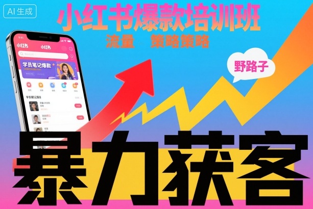 小红书爆款培训班，小红书获客野路子流量打法，暴力持续获客-21资源库