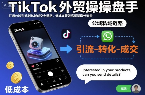 TikTok外贸操盘手，打通公域引流到私域成交全链路，低成本获取高质量海外询盘-21资源库