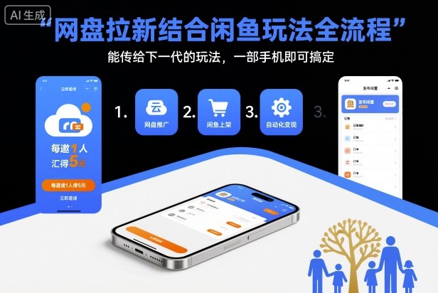 网盘拉新结合闲鱼玩法全流程，能传给下一代的玩法，一部手机即可搞定（附入口渠道以及实操教程）-21资源库