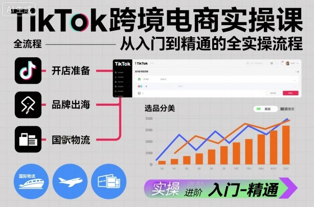 TikTok跨境电商实操课，从入门到精通的全实操流程-21资源库