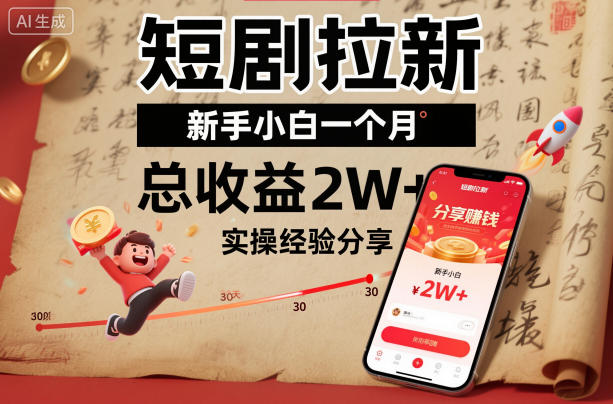 短剧拉新新手小白一个月总收益2W+实操经验分享-21资源库