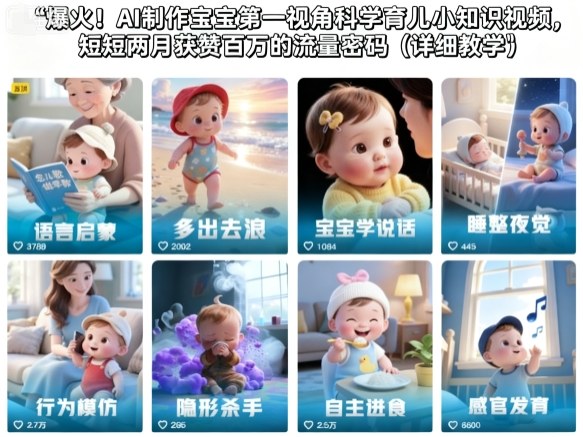爆火！AI制作宝宝第一视角科学育儿小知识视频，短短两月获赞百万的流量密码（详细教学）-21资源库