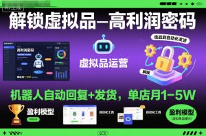 解锁虚拟品高利润密码:机器人自动回复+发货,单店月1-5W【揭秘】-21资源库