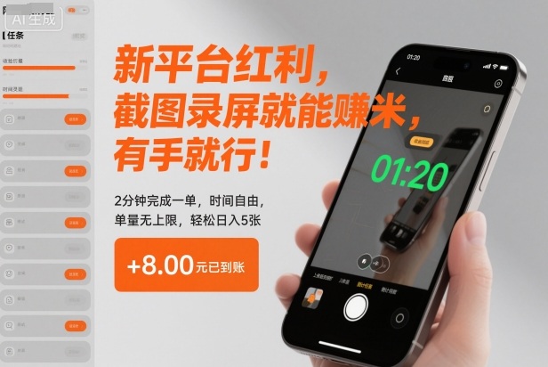 新平台红利，截图录屏就能賺米，有手就行！2分钟完成一单，时间自由，单量无上限，轻松日入5张【揭秘】-21资源库
