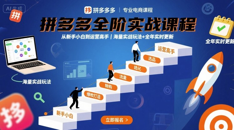 拼多多全阶实战课程，从新手小白到运营高手，海量实战玩法+全年实时更新【2025年10月更新】-21资源库