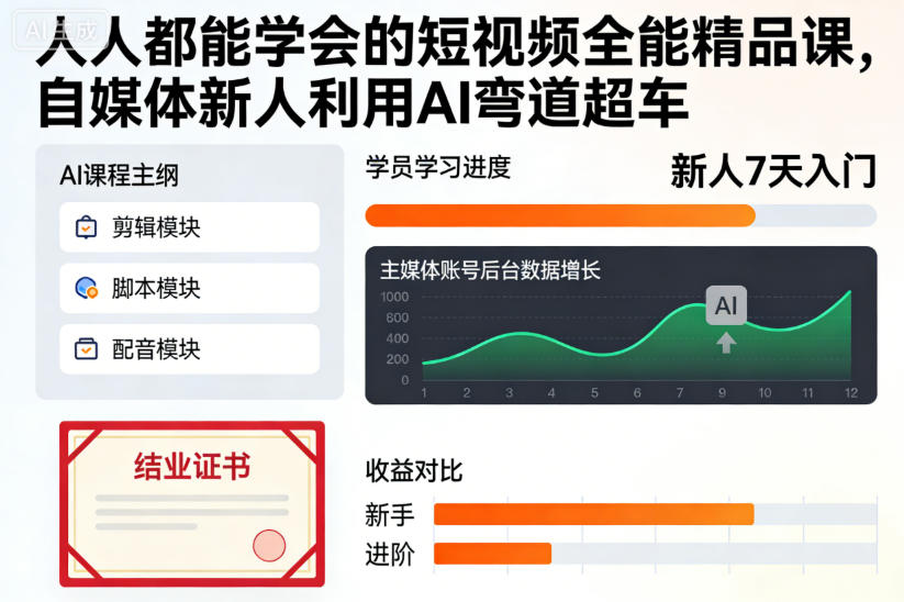 人人都能学会的短视频全能精品课，自媒体新人利用AI弯道超车-21资源库
