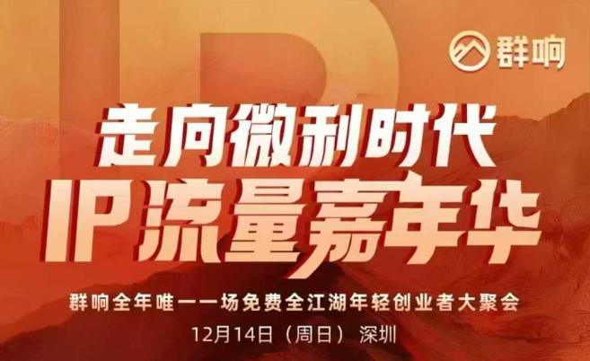 2025ip嘉年华万人12月14深圳线下课，走向微利时代，IP流量嘉年华，实操性极强的商业干货课-21资源库