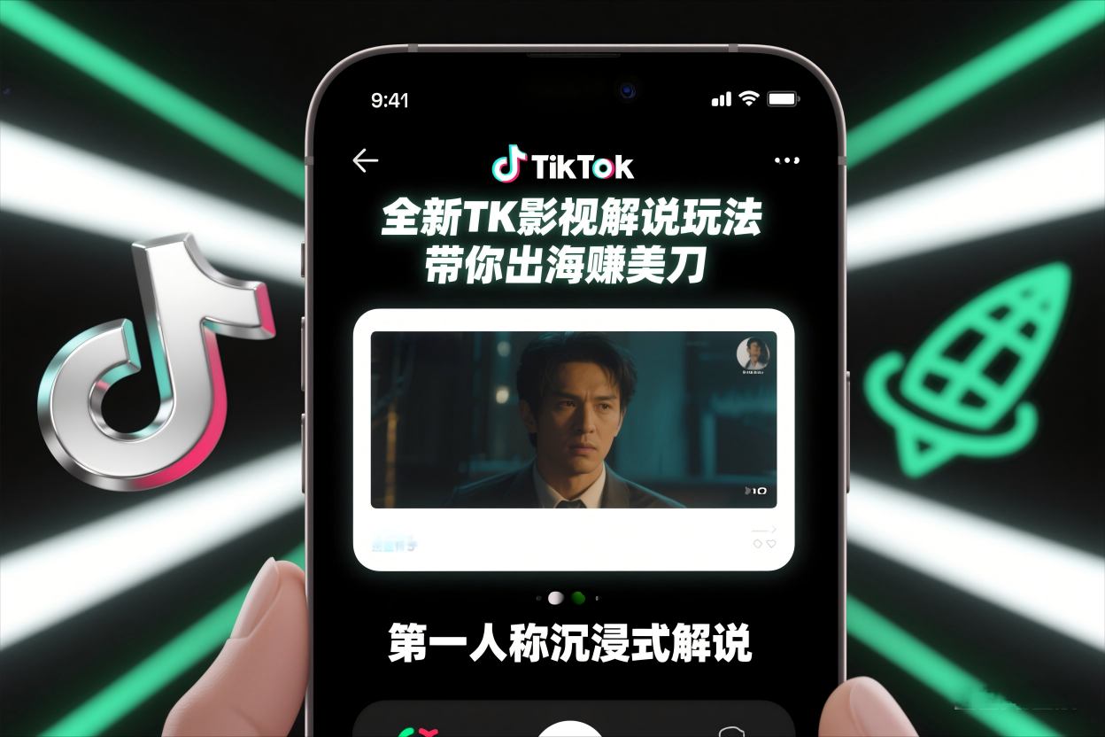 TikTok第一人称影视解说教学，全新TK影视解说玩法，带你出海賺美刀-21资源库