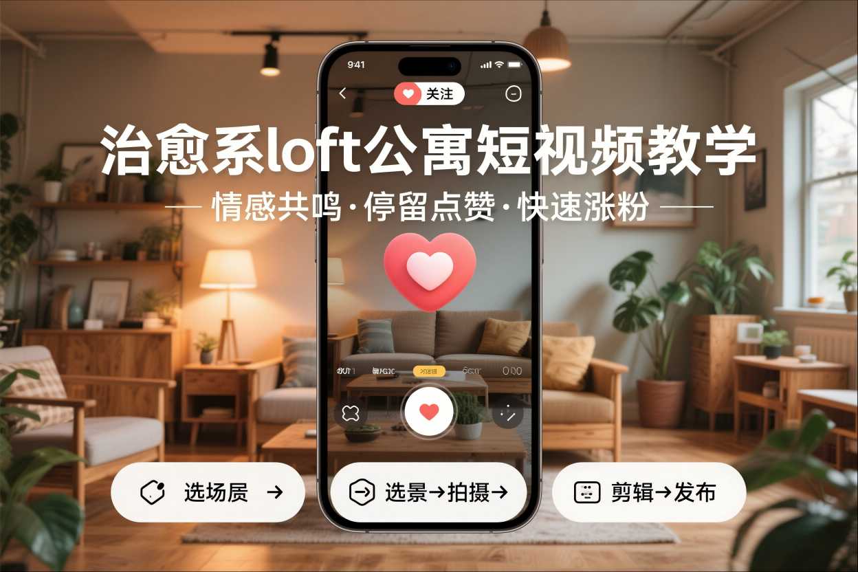 治愈系loft公寓短视频制作教学，情感共鸣引停留点赞关注，快速起号涨粉-21资源库