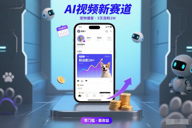 AI视频新赛道，宠物播客仅注册5天涨粉2W，收益非常可观-21资源库