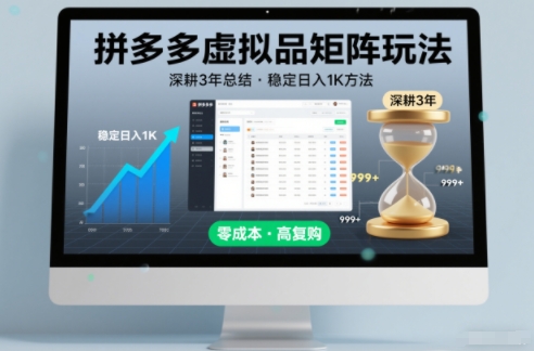 深耕3年之久总结，拼多多虚拟品矩阵玩法，稳定日入1K方法【揭秘】-21资源库