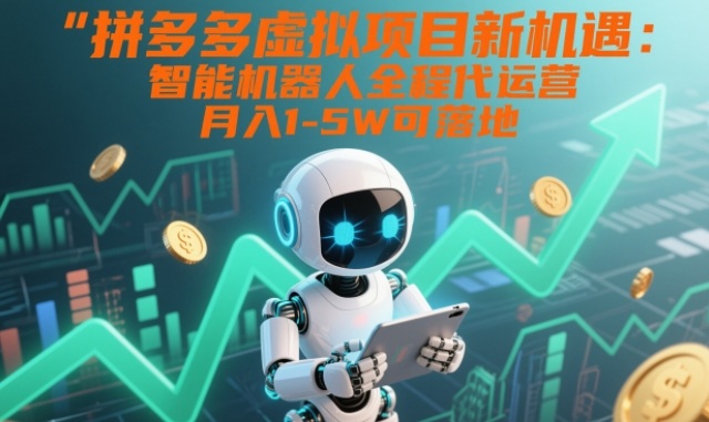 拼多多虚拟项目新机遇：智能机器人全程代运营，月入1-5W可落地【揭秘】-21资源库