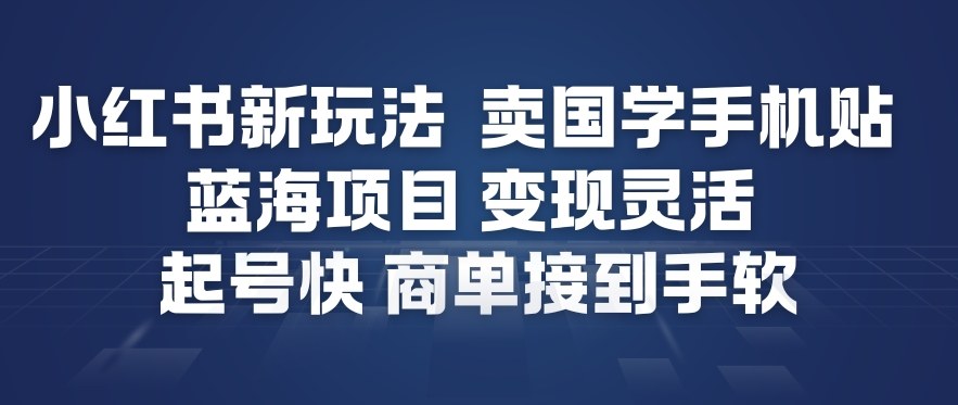 小红书新玩法，卖国学手机贴，蓝海项目，变现灵活，起号快，商单接到手软-21资源库