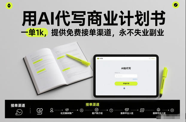 用AI代写商业计划书，一单1k，提供免费接单渠道，永不失业副业-21资源库