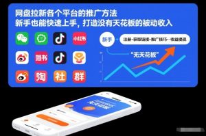 网盘拉新各个平台的推广方法，新手也能快速上手，打造没有天花板的被动收入-21资源库