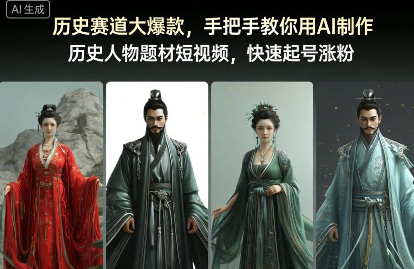 历史赛道大爆款，手把手教你用AI制作历史人物题材短视频，快速起号涨粉-21资源库