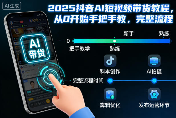 2025抖音AI短视频带货教程，从0开始手把手教，完整流程-21资源库