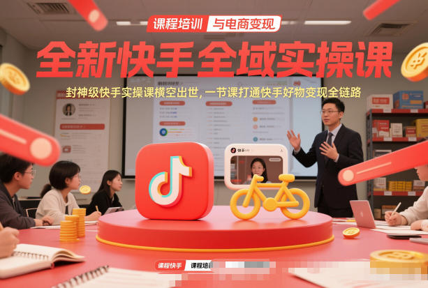 全新快手全域实操课，封神级快手实操课横空出世，一节课打通快手好物变现全链路-21资源库