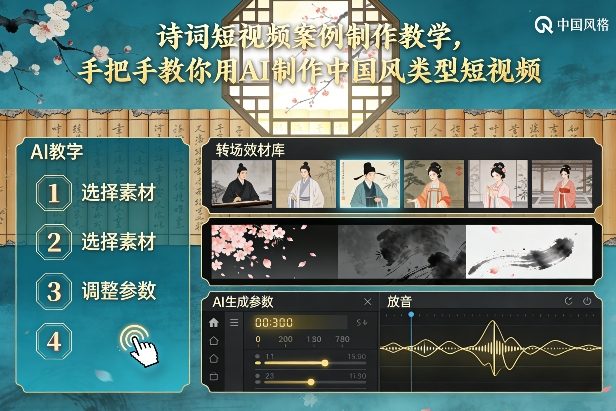 古诗词短视频案例制作教学，手把手教你用AI制作中国风类型短视频-21资源库