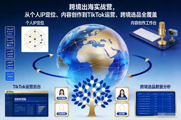 跨境出海实战营，从个人IP定位、内容创作到TikTok运营、跨境选品全覆盖-21资源库