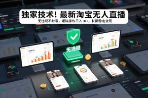 独家技术！最新淘宝无人直播：无违规不封号，矩阵操作日入1K+，长期稳定变现【揭秘】-21资源库