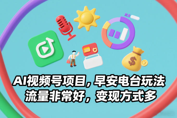 AI视频号项目，早安电台玩法，流量非常好，变现方式多-21资源库