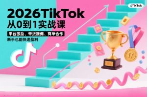 2026TikTok从0到1实战课，平台激励、带货賺佣、商单合作，新手也能快速盈利（3天直播课）-21资源库