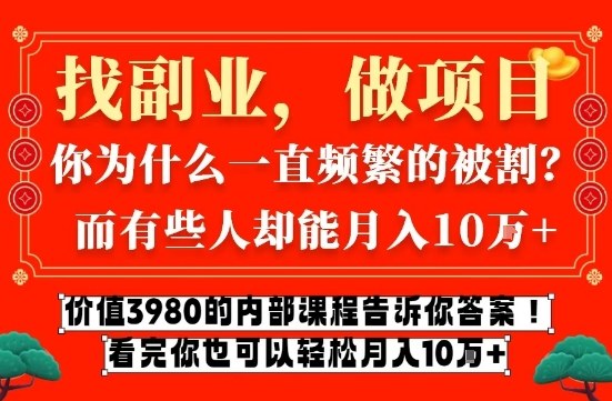 价值3980的网创内部课程，告诉你互联网创业月入10个W的秘密【揭秘】-21资源库