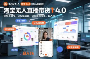 淘宝无人直播带货14.0（2026最新版）：合规不封号，公私域结合，玩法超简单，日入1k+【揭秘】-21资源库