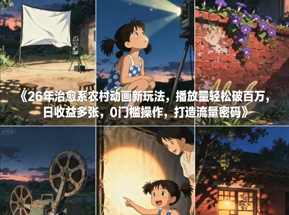 26年治愈系农村动画新玩法，播放量轻松破百万，日收益多张，0门槛操作，打造流量密码-21资源库