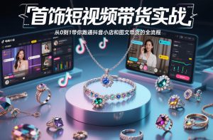 首饰短视频带货实战，从0到1带你跑通抖音小店和图文带货的全流程-21资源库