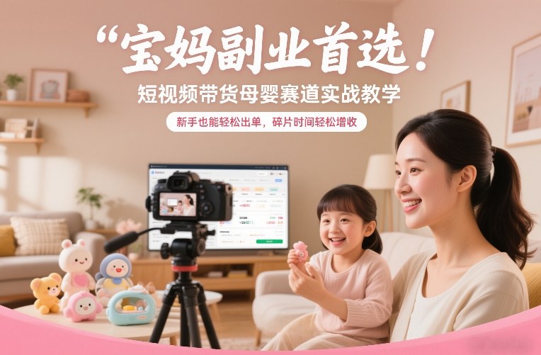 宝妈副业首选！短视频带货母婴赛道实战教学，新手也能轻松出单，碎片时间轻松增收-21资源库