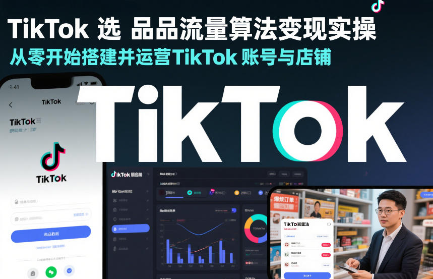 TikTok选品流量算法变现实操，从零开始搭建并运营TikTok账号与店铺-21资源库