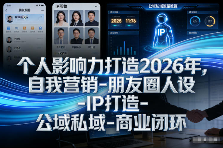 个人影响力打造2026年，自我营销-朋友圈人设-IP打造-公域私域-商业闭环-21资源库