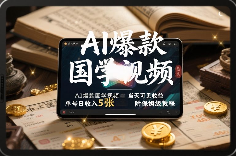AI爆款国学视频，独家起号方法，小白直接上手，当天可见收益，单号日收入5张+附保姆级教程-21资源库